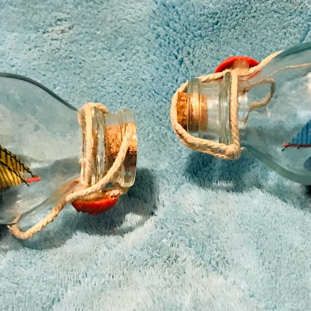 Nautical Decor..2 Vintage 3” ships in Bottles